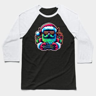 Rertro Santa Claus Gamer Christmas Baseball T-Shirt